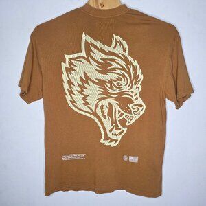 Darc Sport Shirt Mens M Orange 566 Of 1000 Cotton Mock Neck Wolves Graphic Print